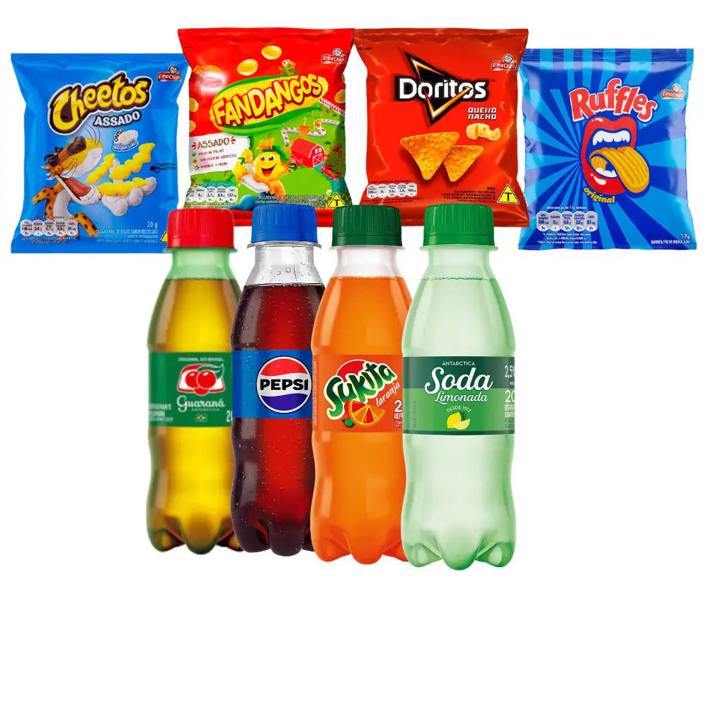 Kit Guloseimas 10 Salgadinho Elma Chips + 10 Refrigerantes 200ml + 10 Finis