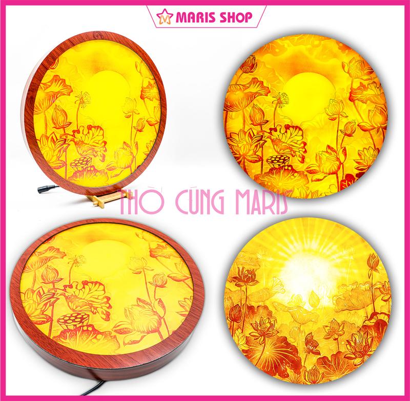 [Giá Xưởng] Đèn Hào Quang Phật Tròn Tranh Trúc Chỉ Hình Hoa Sen – Đèn Trang Trí Bàn Thờ Phật, Bàn Thờ Gia Tiên