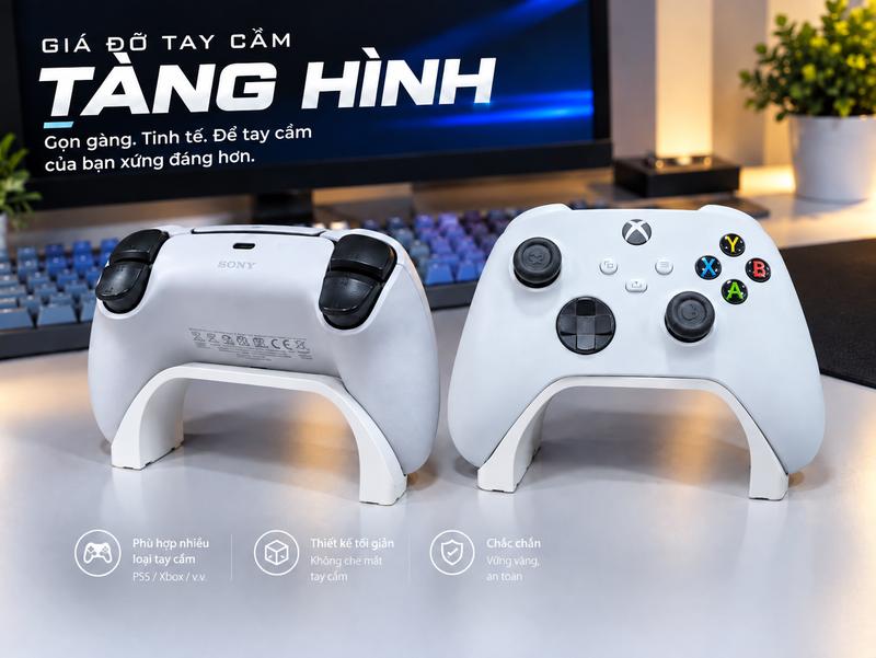 Giá đỡ tay cầm chơi game dạng ẩn Tàng Hình không cần lắp đặt thiết kế nhỏ gọn tạo hiệu ứng Floating tương thích PS5 DualSense và Flydigi
