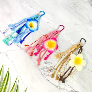 BAG CHARM KAMBOJA Macrame Keychain Carabiner Tali Tas Aksesoris