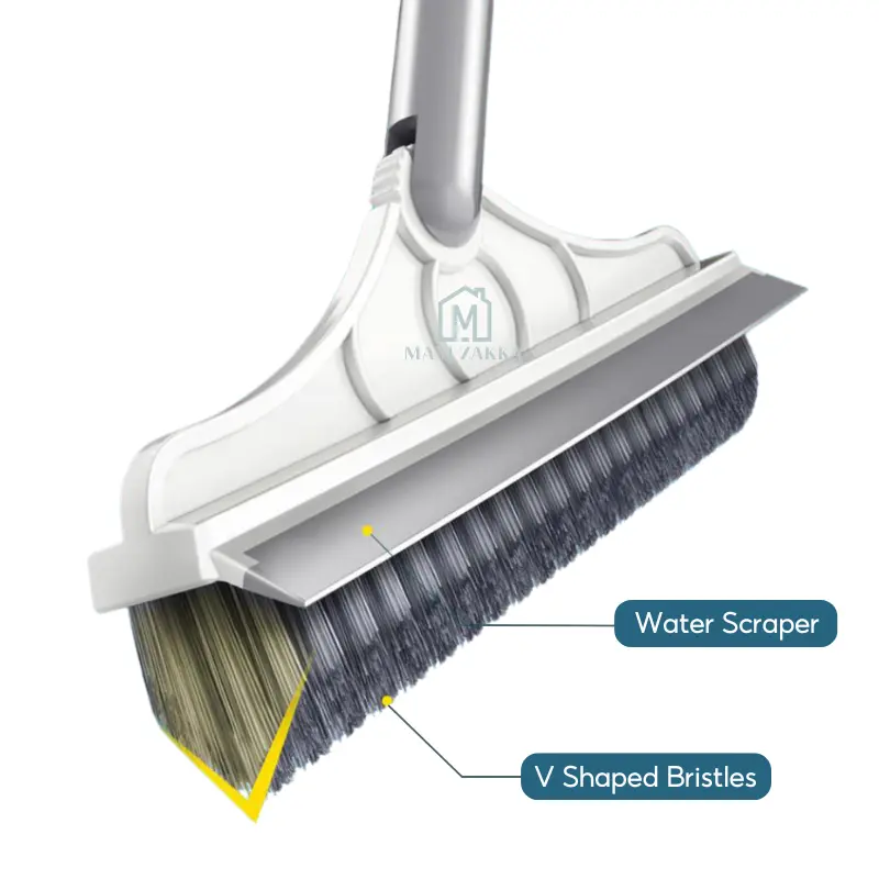 2 in 1 Grout Cleaner Brush with Long Handle V Shape Stiff Bristles for Tile Floor Scrubber Cleaning Tool