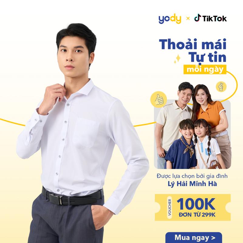 YODY Áo Sơ Mi Nam Dài Tay Công Sở Chất Lụa Nến Chuẩn Form Không Nhăn Có Túi Ngực SPM5005