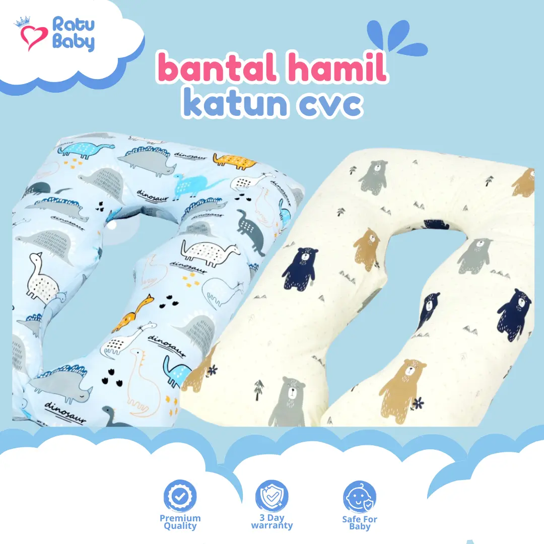 Ratu Baby l Bantal Hamil Jumbo Motif Lucu Sarung 2 Lapis l Maternity Pollow Asli Katun CVC Ibu Bumil