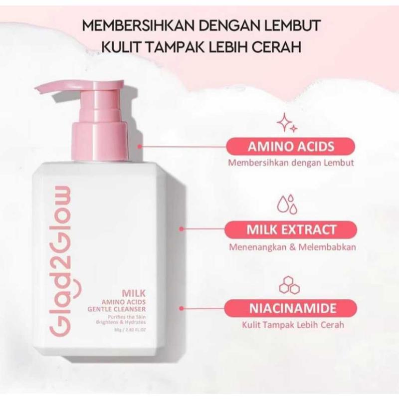 [DOUBLE CLEANSING] Glad2Glow Micellar Water Cherry Blossom gratis Glad2Glow Milk Amino Acid Cleanser 4