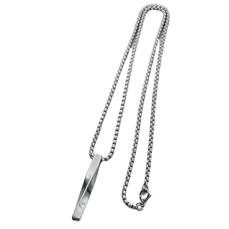 Product Introduction of Twisted Spiral Long Double-Layered Necklace, Simple Stainless Steel Unisex Jewelry, Personality Pendant Hip-Hop Accessories, Summer Daily Back-to-School Street Accessories, Suitable for Teenagers Present 5