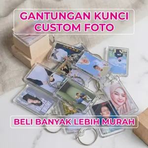 [PAKET HEMAT] 10pcs Gantungan Kunci Custom Foto 2 Sisi Akrilik Ganci Photostrip Depan Belakang Bisa Custom Foto Kamu Sendiri Bebas Custom