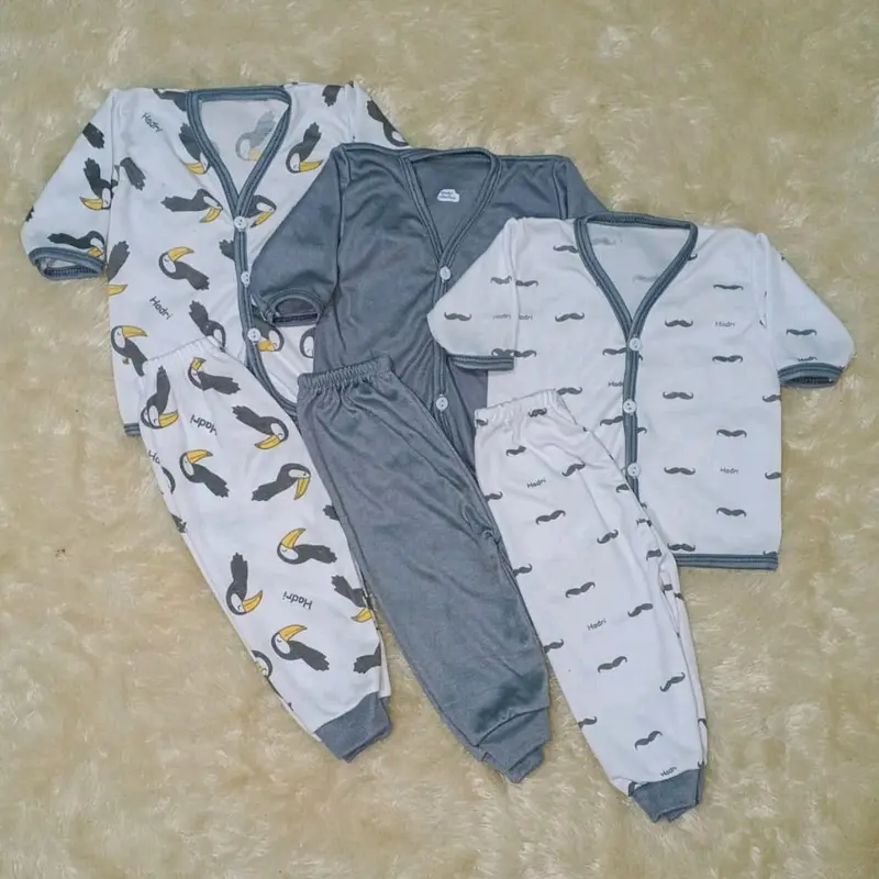 3pcs baju panjang + celana bayi baru lahir baju bayi newborn setelan bayi unisex 4