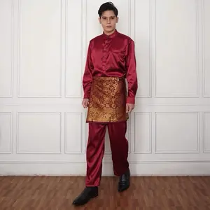 PAKET LENGKAP BAJU+CELANA+SONGKET/PAKAIAN BAJU MELAYU TELUK BELANGA CEKAK MUSANG BAJU ADAT TRADISIONAL MELAYU BAHAN BALOTELLI PREMIUM