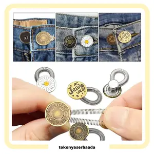 TSA (COD) Kancing Celana Jeans Metalic Button Extender Aksesoris Kancing Jeans Pengait Celana Kebesaran Bisa Dilepas Detachable Waist Button Tanpa Dijahit Pembesar Kancing Lubang Waist Button