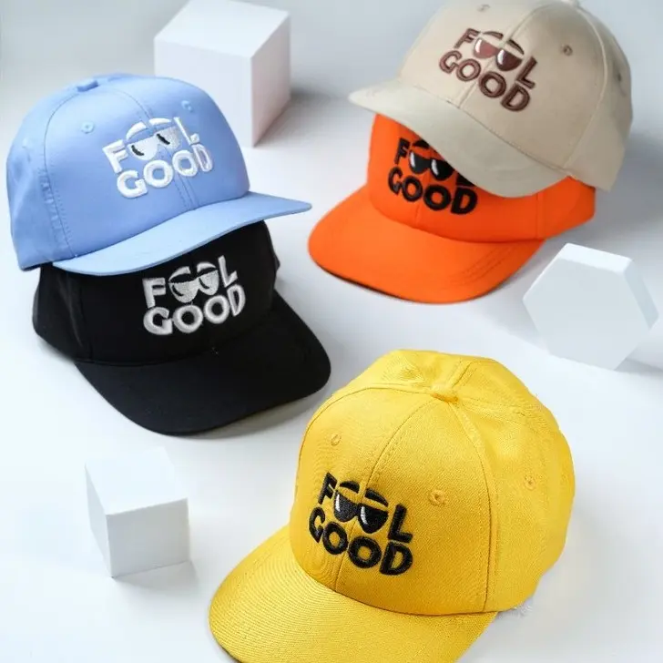 Topi Anak Laki Laki & Perempuan Usia 2-10 Tahun Bordir Feel Good Lucu Bahan Drill fashion