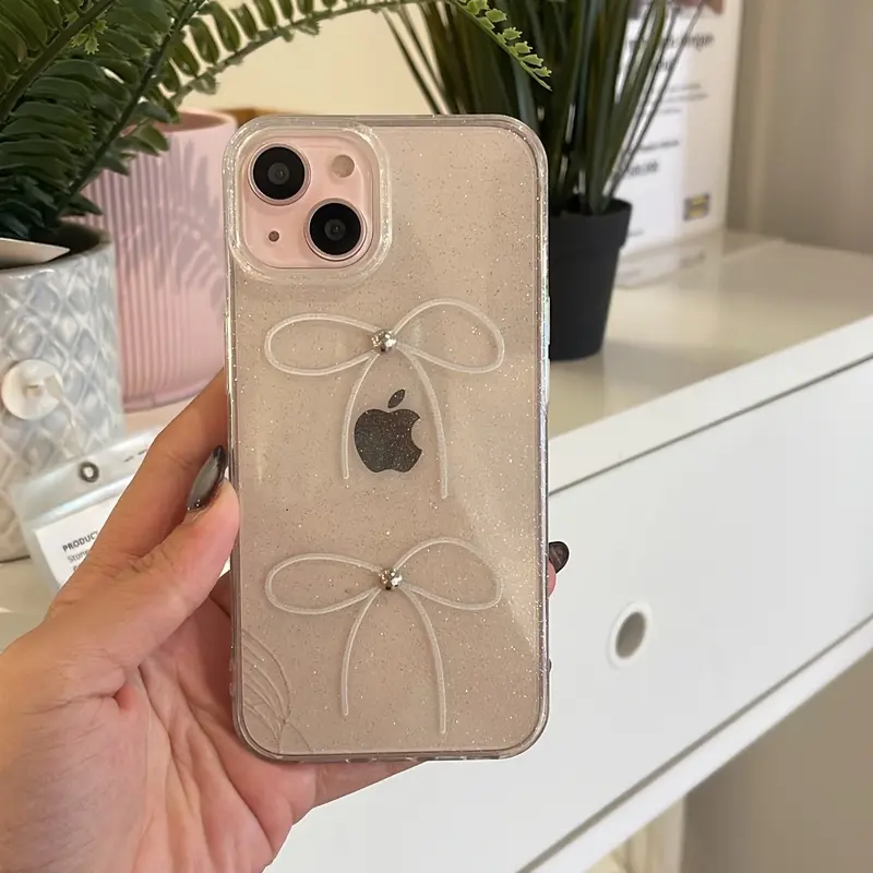 CLEAR RIBBON WITH chain SILVER case iphone 0