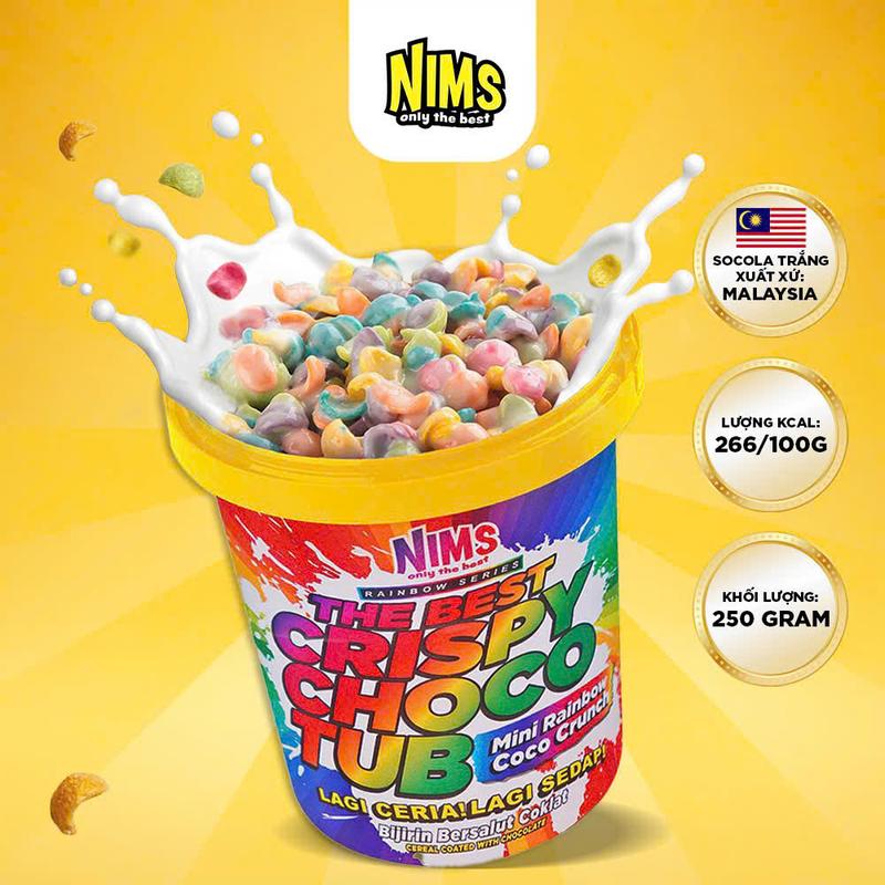 Socola Trắng NIMS Gìon Tan Chảy Cầu Vồng Hạt Khuyết Hộp 250g - Malaysia