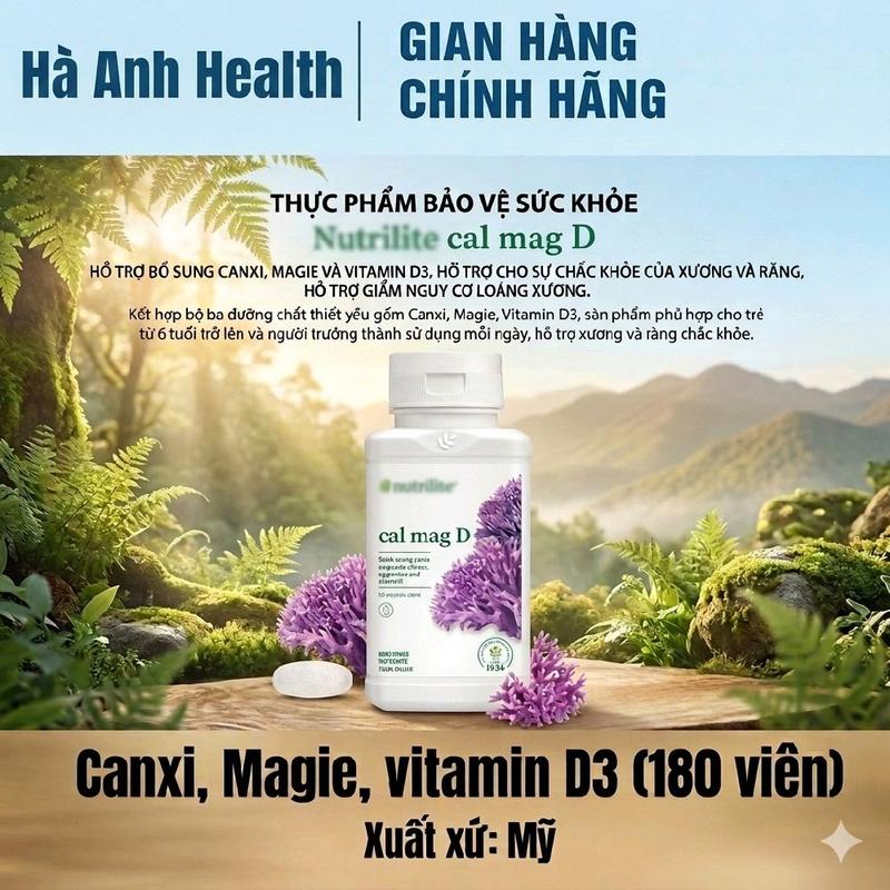 Canxi Cal Mag D hữu cơ 180 viên Hà Anh Health Thực Phẩm Bảo Vệ Sức Khỏe