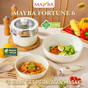 PANCI SET INOVATIF  MAYBA Fortune 6 Removable handle pan KETEBALAN 3X LIPAT Anti penyok - PFOA FREE - Food grade wok pan Anti lengket SAUCE PAN FRY PAN Dengan kukusan steamer stainless steel