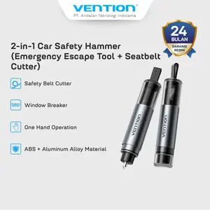 Vention 2in 1 Car Safety Tool Palu Pemecah Kaca Mobil Sharp Hammer Window Breaking Pemotong Seat Belt - KRU