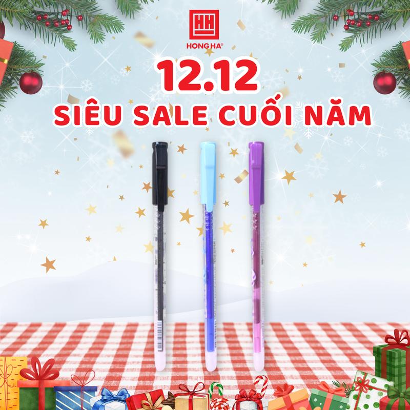 Hộp 12 chiếc bút gel học sinh xóa được bút bi mực gel nước tẩy được Hồng Hà EP01 ngòi 0.5mm - 2751