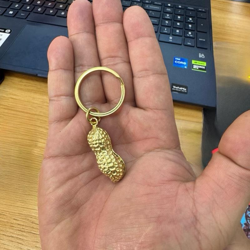  Móc khoá Hạt đậu phong thuỷ may mắn bằng đồng mạ vàng 24k dài 30mm 