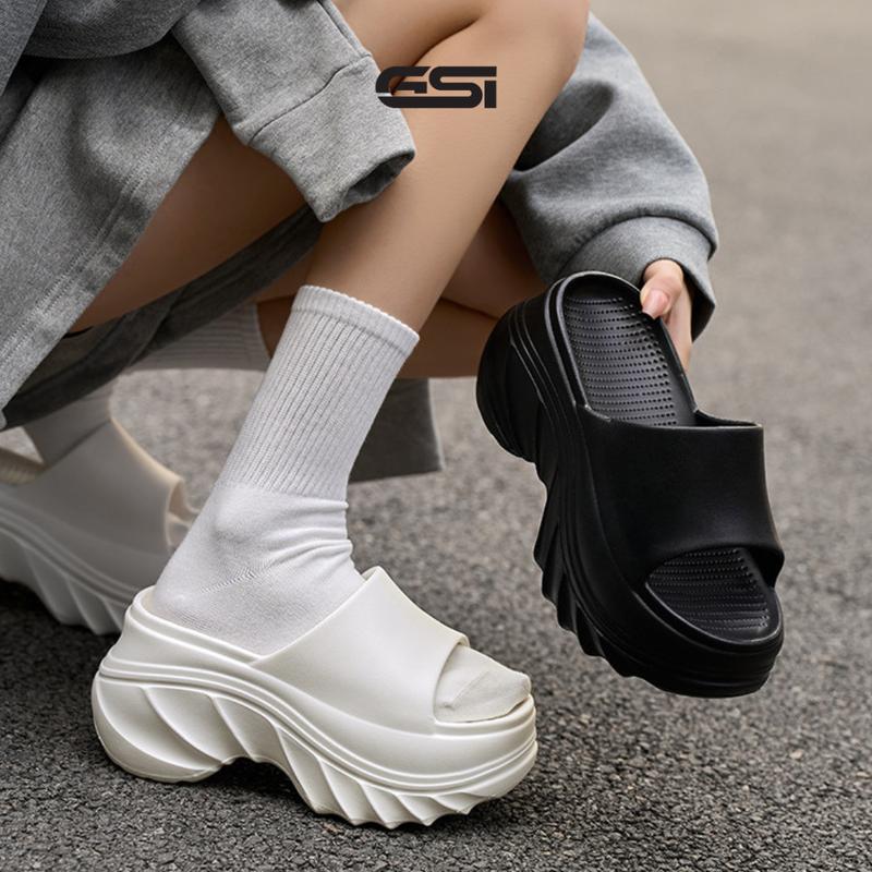 【GSI Shoes】Sandal Wanita Sendal Selop Wedges Platform Wanita Tebal Bahan Karet EVA High Quality Antislip Empuk Gaya Kekinian 2