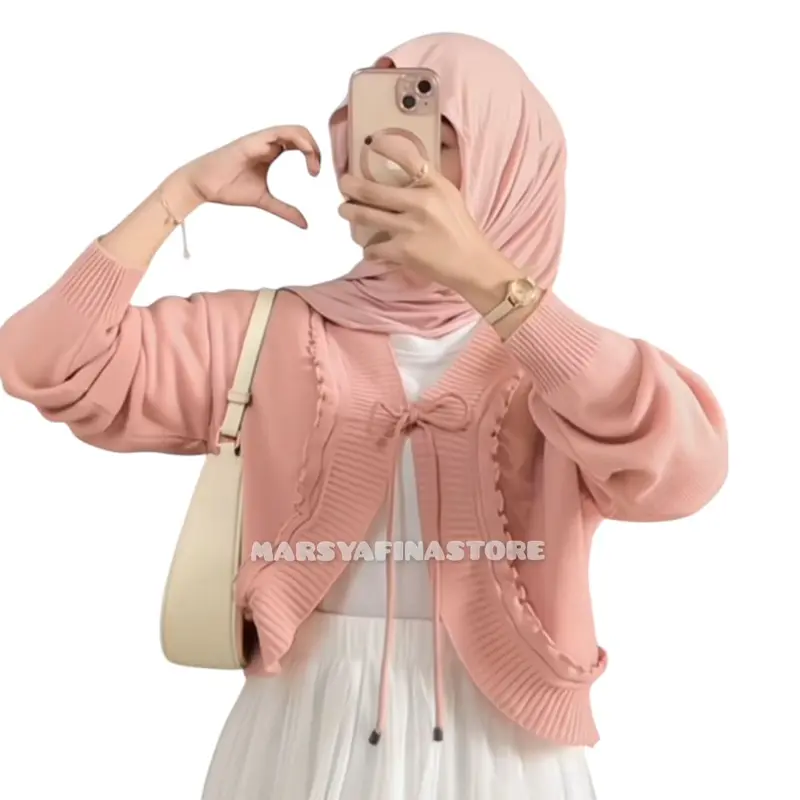 Pevita Bolero Crop Cardigan Outer Knit Tali Pita Coquette Lengan Panjang Wanita Kardigan 0