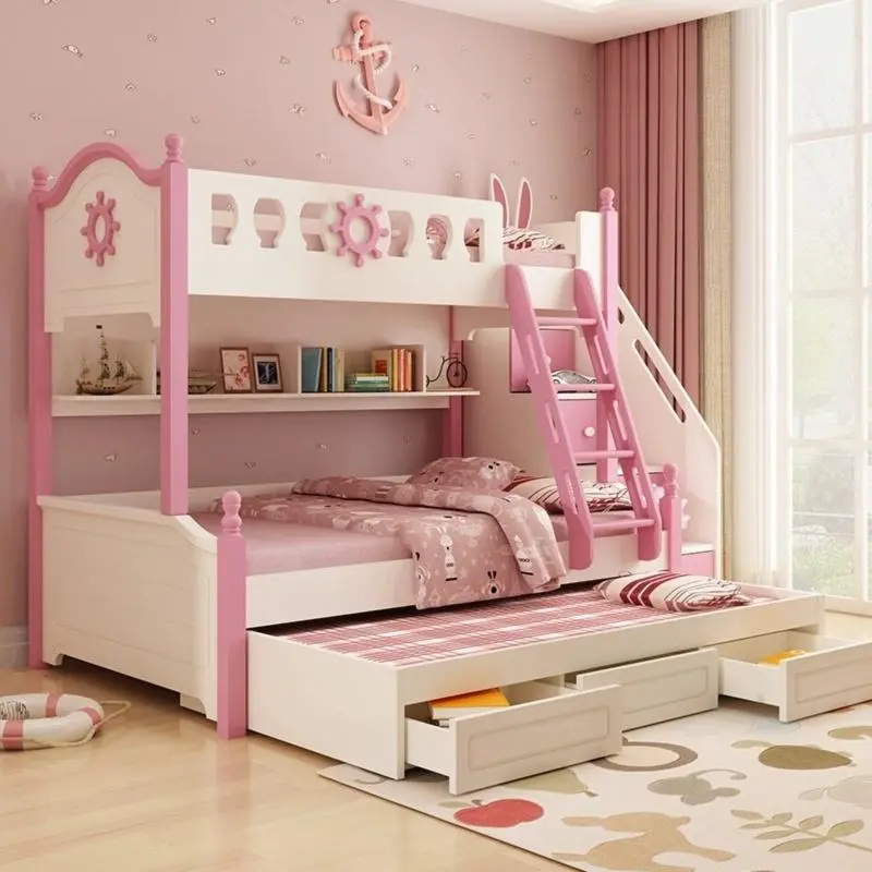 [Pre-order] High and low bed children's bunk bed adult small apartment double bed staggered two-layer multi-functional blue bunk bed