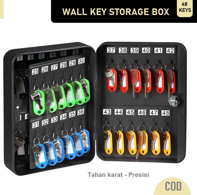 Key Box dengan kode tempat penyimpanan kotak kunci 48 slot kunci - KEY BOX BESI 0