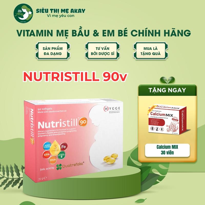 Nutristill 90 viên, viên uống vitamin tổng hợp bổ sung sắt, acid folic, DHA, nhập khẩu Italy