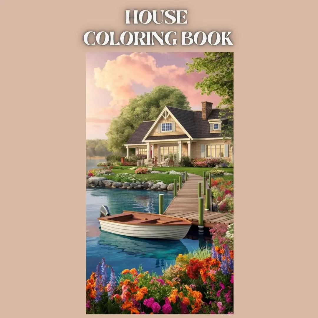 HOUSE Coloring Book For Kids And Adult Buku Mewarnai Anak Dan Remaja Sketsa Hitam Putih Kertas Tebal Cute And Aesthetik