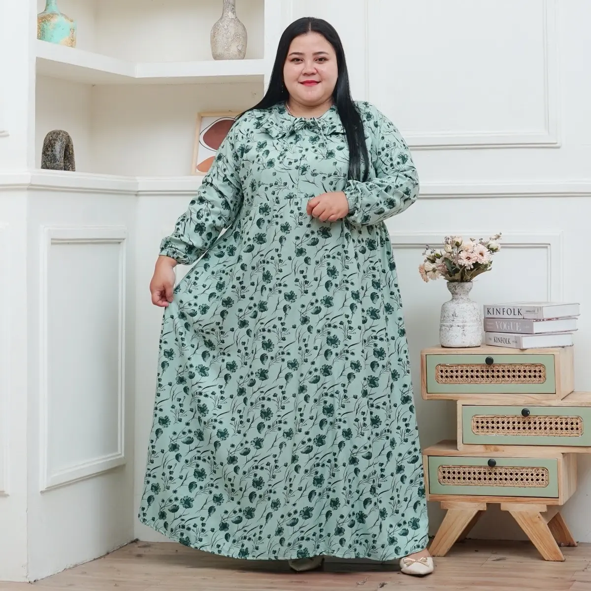 Gamis rayon premium LD 140 busui bumil muat bb 100kg motif bunga kekinian super jumbo motif kekinian