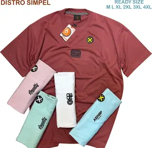 Paket 4 Kaos Distro Random Alyc Cloth Motif Simpel Dewasa Size M-L-XL-XXL-3XL 4XL Cowok Polos Pria Pria Katun Pendek Surfing Baju Keren