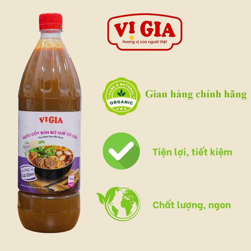 Nước Cốt Bún Bò Huế cô đặc Vị Gia 1kg, thơm ngon chuẩn vị, an toàn, tiết kiệm . Vị Food Nước Sốt Gia Vị giavi hoanchinh nuoccot  pho