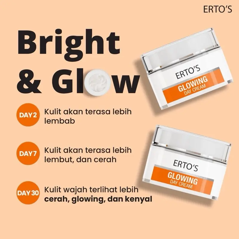 Ertos Glowing Day Cream Semua Jenis Kulit Hitam Mencerahkan Perawatan Wajah 1