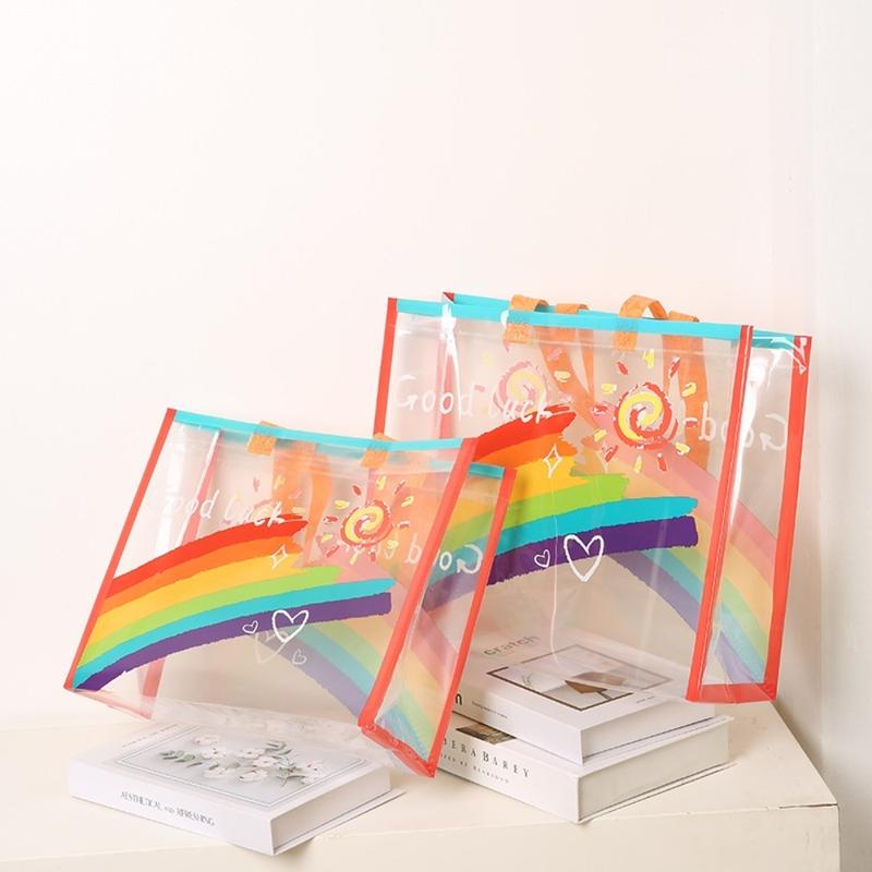 Hot Sale Waterproof Rainbow Shoulder Bag PVC Large Capacity Shopping Tote Bag Handbag Camping 1