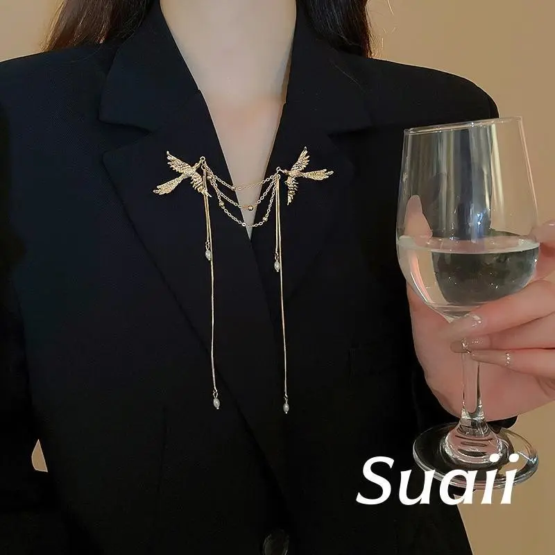 [Suaii] Bros Burung Feniks Rantai Logam Fringes Elegan dan Refined A288