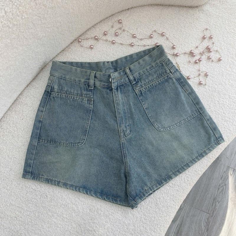   50-90kg  quần đùi jean đùi bigsize nữ lưng cao dáng A  mã Q512 