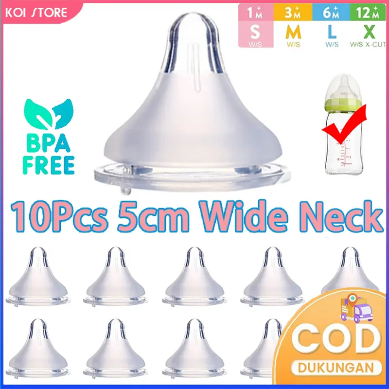 Koi Store 10Pcs Dot Bayi Wide Neck 5CM Nipple Silikon BPA Free Empeng Bayi Dot Bayi Botol Susu Anti Kolik Dot