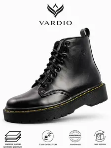 VARDIO EXSEL Sepatu Kulit Pria Synthetic Casual Boots Hitam Original Shoes Pantofel Kerja Kasual Santai Bahan Sintetis Warna Hitam Tipe Sepatu casual Praktis antiselip size 39 ringan chunky loafers Sendal size 40 oxford local minimalis Formal docmart angg