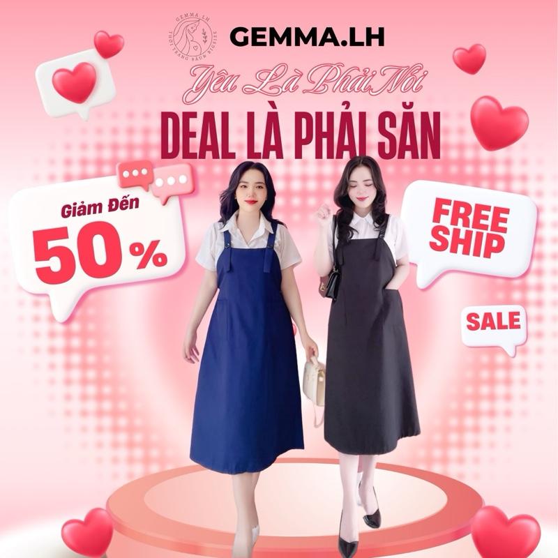 Yếm bầu (Y2)( KHÔNG KÈM ÁO ) GEMMA.LH đen và xanh đen,phong dáng suông A có hai túi trước Đầm Bầu Váy Bầu