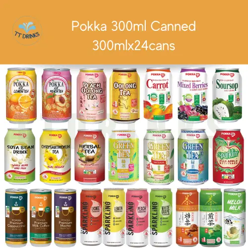 Pokka Can Drinks:Peach Tea/Oolong Tea/Melon Milk/Soya Bean /Green Tea/Houjicha/Sparkling Peach/ Milk Coffee/ Lemon tea