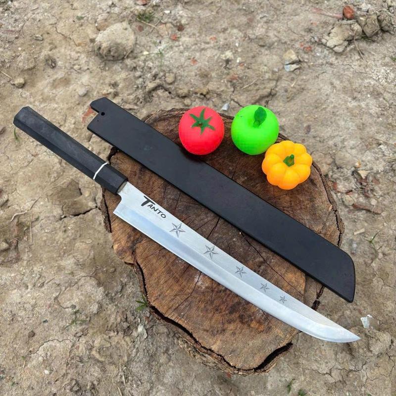  Dao TanTo   tặng vỏ  . Dao nhà bếp thép trắng không gỉ chuyên thái Sashimi sang trọng 