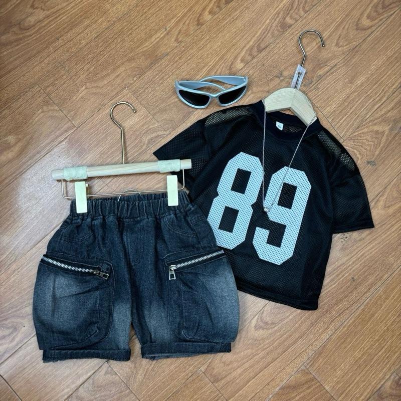 [Ankids](Kính ngầu,túi) Bộ áo lưới số 89 co giãn, chất mềm; quần jeans túi hộp mềm đẹp cá tính 12-30kg 1