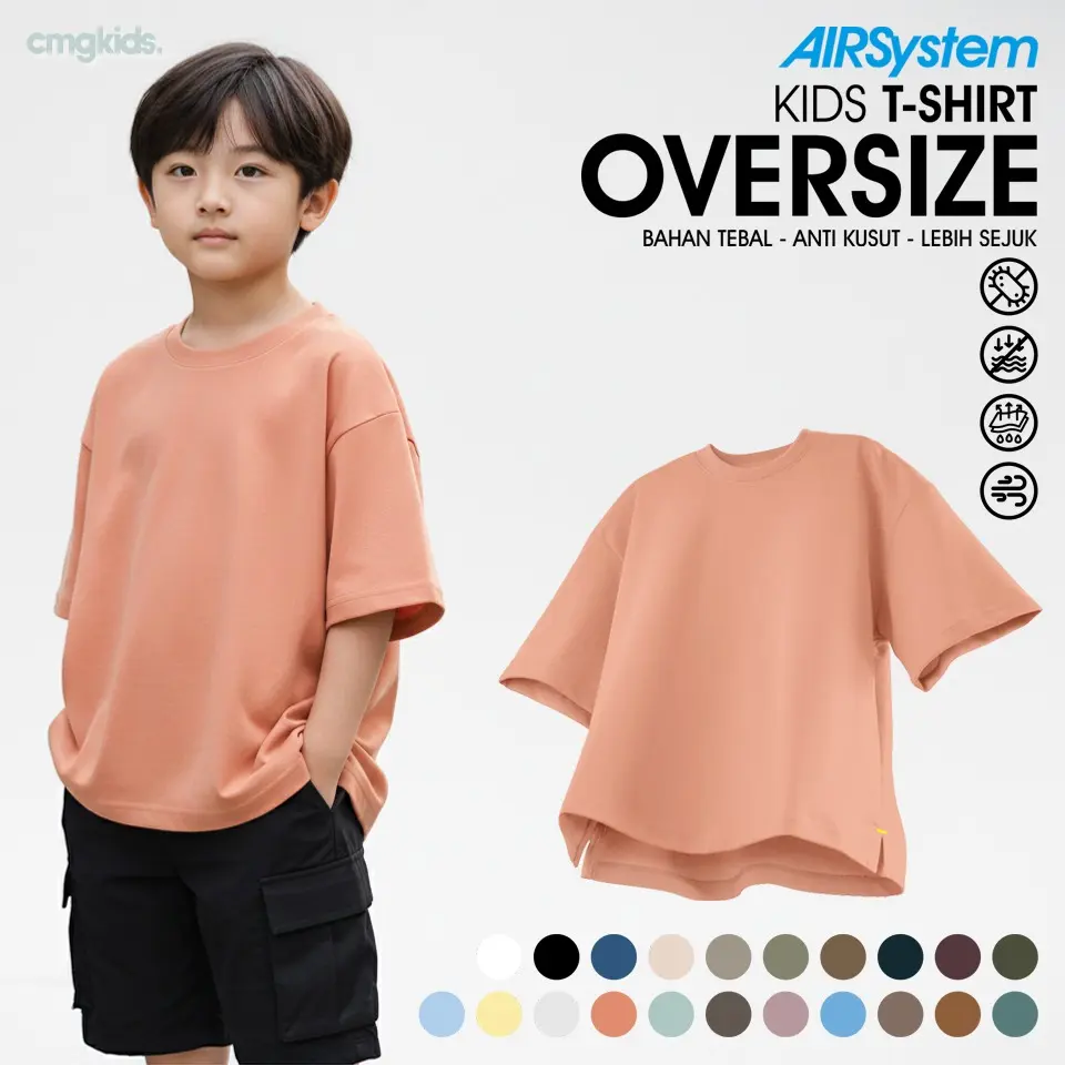 Oversize T-Shirt Quick Dry Fit AIRSystem Micro Cotton Danbowl CMGKIDS Carnelian | Fashion Anak Unisex