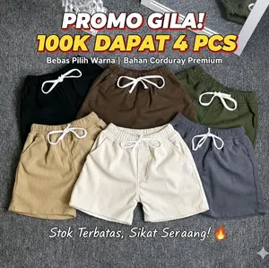 BANTING HARGA UMUR 1-10 CELANA ANAK 100K DAPAT 4 CELANA CORDUROY Melar Pendek Pria Shorts Santai Karet Surfing