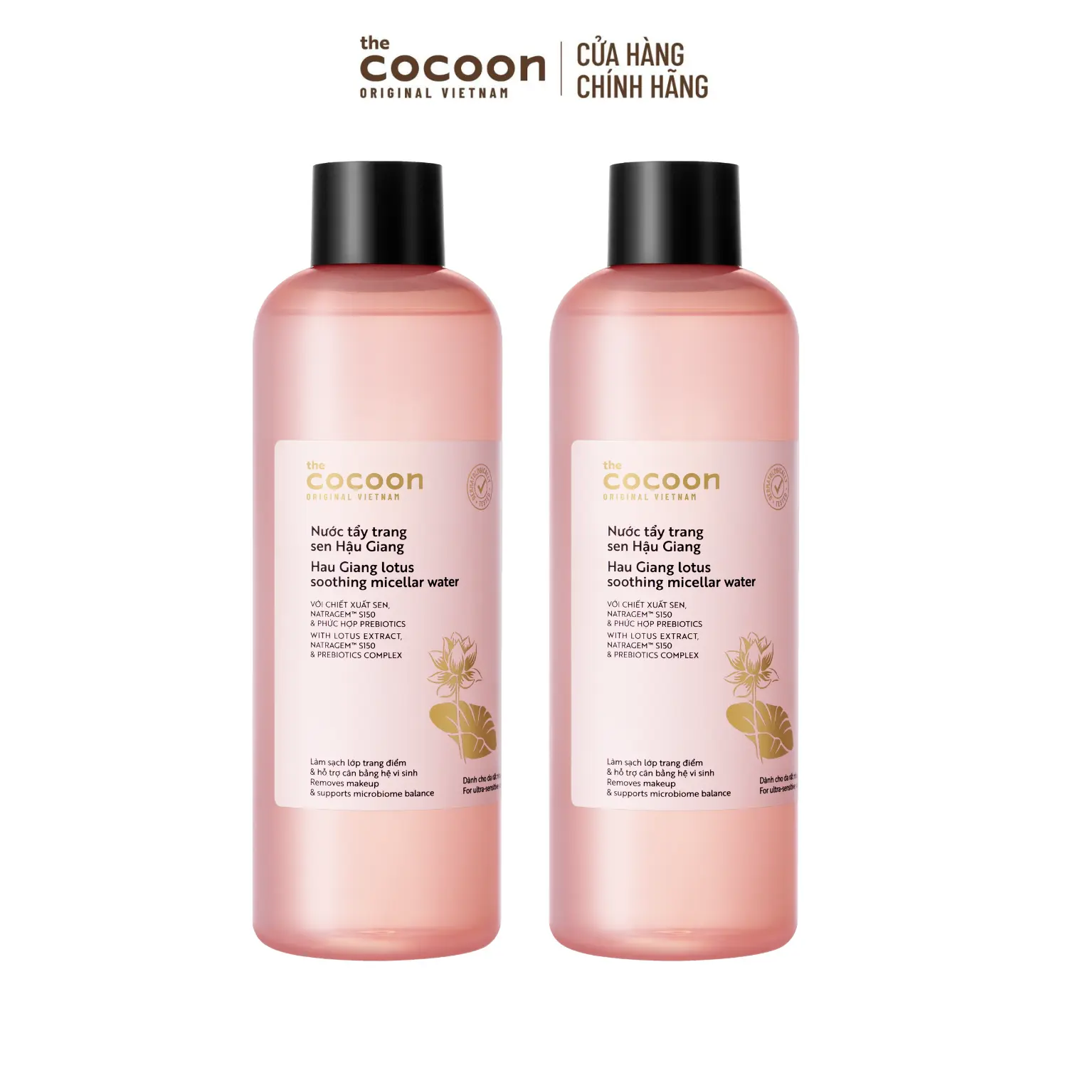 Ảnh đại diện COMBO 2 chai Bigsize Nước Tẩy Trang Sen Hậu Giang sạch bụi siêu mịn PM1.0, có prebiotics dịu êm cho da rất nhạy cảm Cocoon 500ml