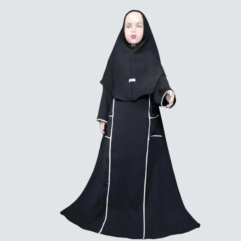 Abaya Kanaya Set Hijab couple Pasangan ibu dan anak usia 2-13 Tahun bahan Crinkle Airflow Premium - Gamis Wanita Muslim Hitam dress perempuan Putih Maxi 1