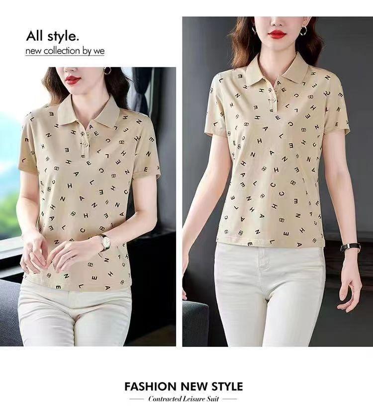 Product Introduction of 2024 Clearing and Picking up Leaks~Tail Order Big Brand Cut Label Flip Collar Short sleeved T-shirt Women's Leading Slimming Polo Top 8