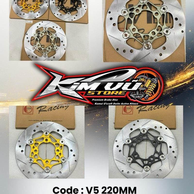  Đĩa Thắng Over Racing V5 - 220mm   Mâm 4 lổ lắp như zin các dòng xe     Khoen inox ép thuỷ lực   