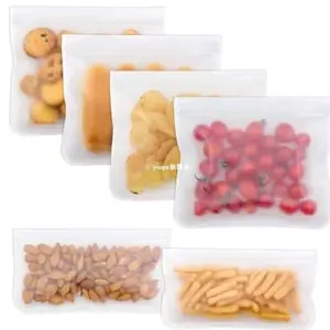 Ziplock Food Storage Pouch Penyimpanan Makanan Kulkas Reusable Ziplock Silicon Tebal  Pouch Bag Makanan Kedap Udara