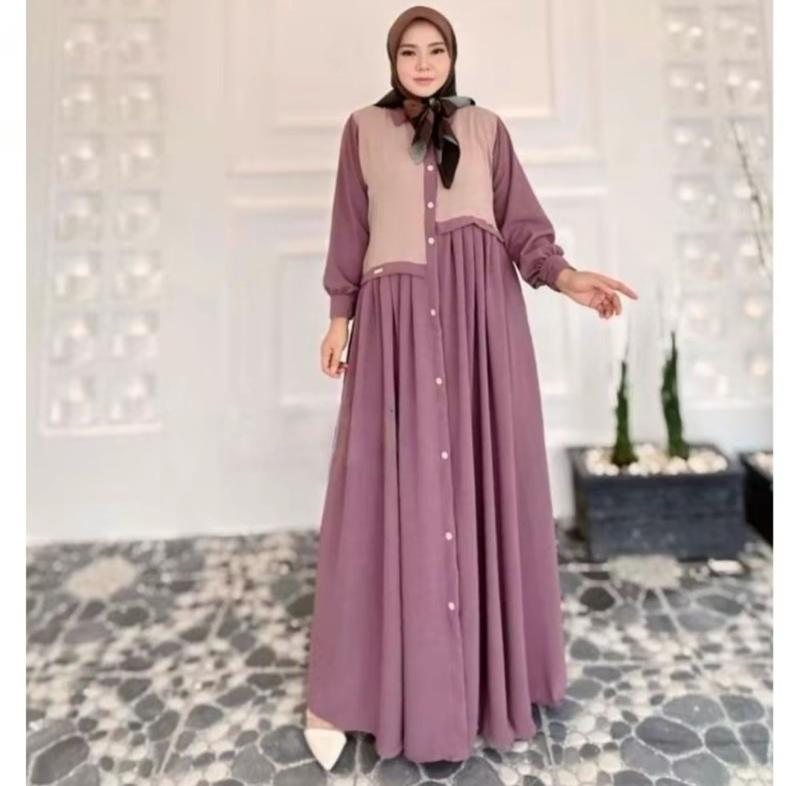 Product Introduction of Gamis Muslim Premium Abaya Tania Dress  Kancing Aktif Crinkle Airflow | Gamis Wanita Abaya Tania Dress Variasi Tali Samping | Gamis Kondangan Cantik Nyaman | Gamis Pesta Mewah Kerah Formal 2