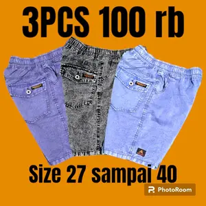 3 Pcs Celana Pendek Pria Santai Jeans Boardshort | Celana Pendek Dewasa Murah Keren Pinggang Karet Nyaman