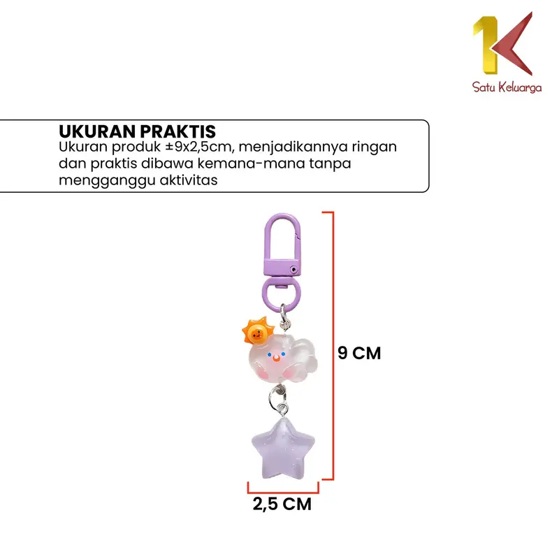 [COD] SK C1160 Keychain Gantungan Kunci Awan Bintang Kilat Lucu 6